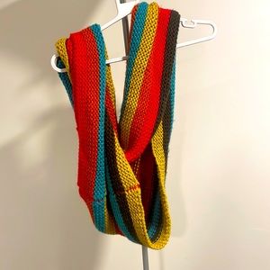 Knitted Rainbow Infinity Scarf